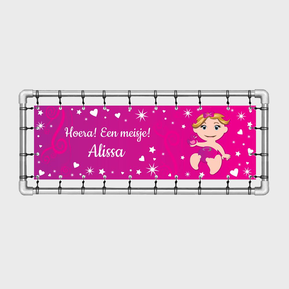 Roze Baby Girl spandoek voor kraamfeest