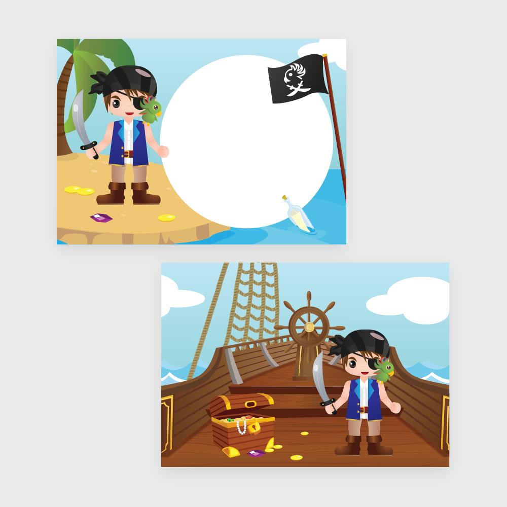 Piraten traktatiekaartje voor en achterkant 