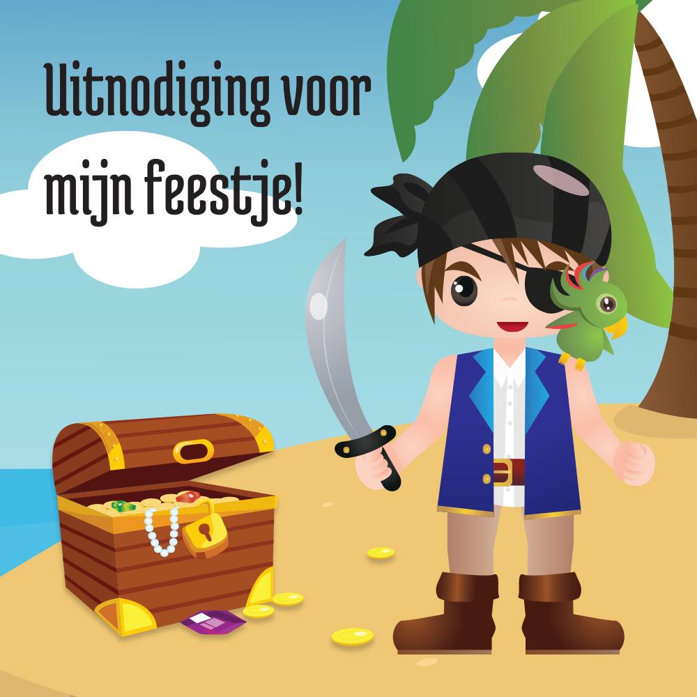 Piraten uitnodiging voorkant design