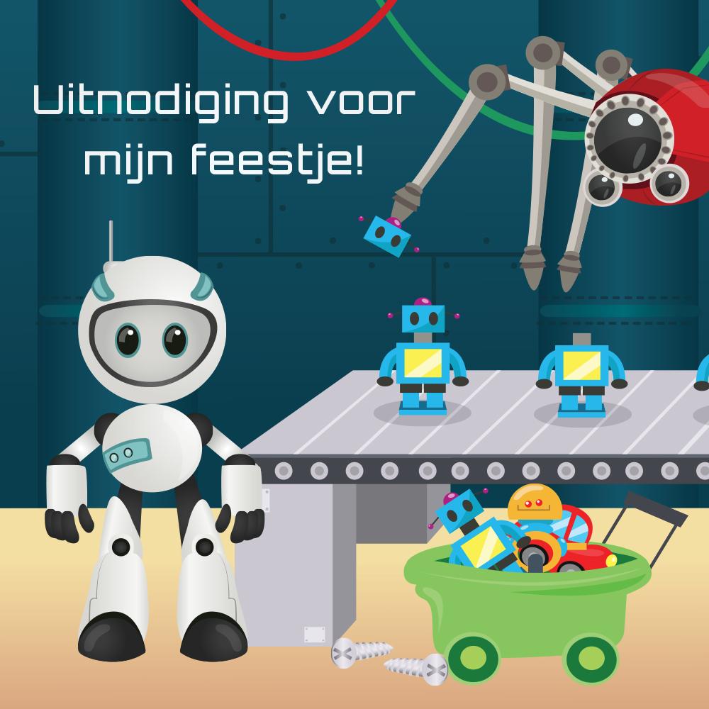 Voorkant design robots uitnodigingen 