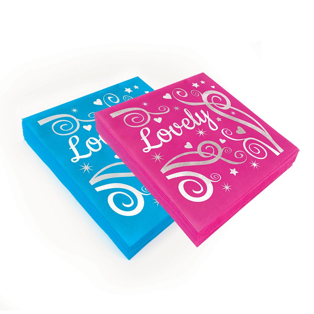 Roze en blauwe servetten baby twins