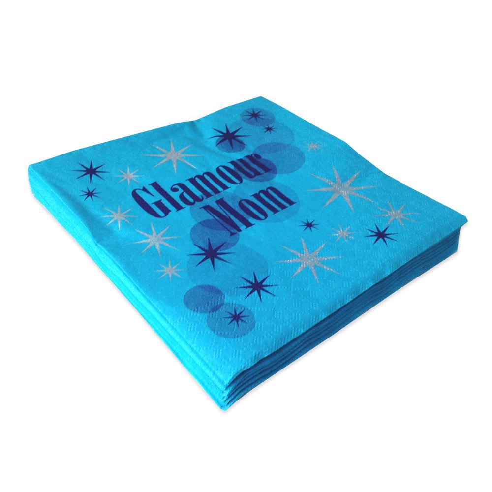 stapel blauwe glamour mom servetten