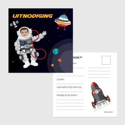 Astronauten uitnodiging voor jouw kinderfeestje