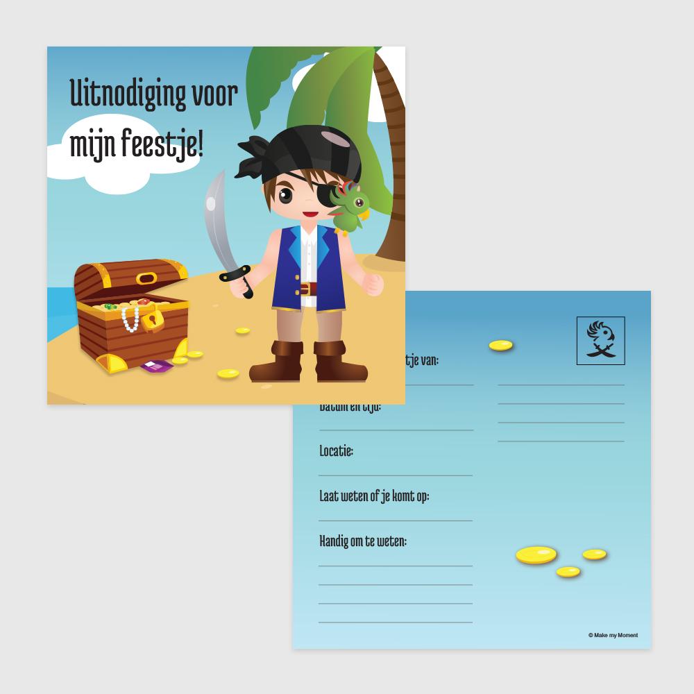 Piraten uitnodiging voor en achterkant