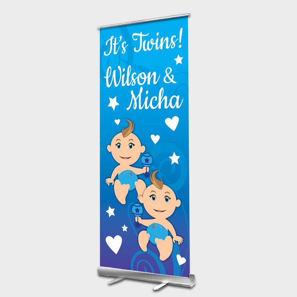 Twins boys rollup banner blauw